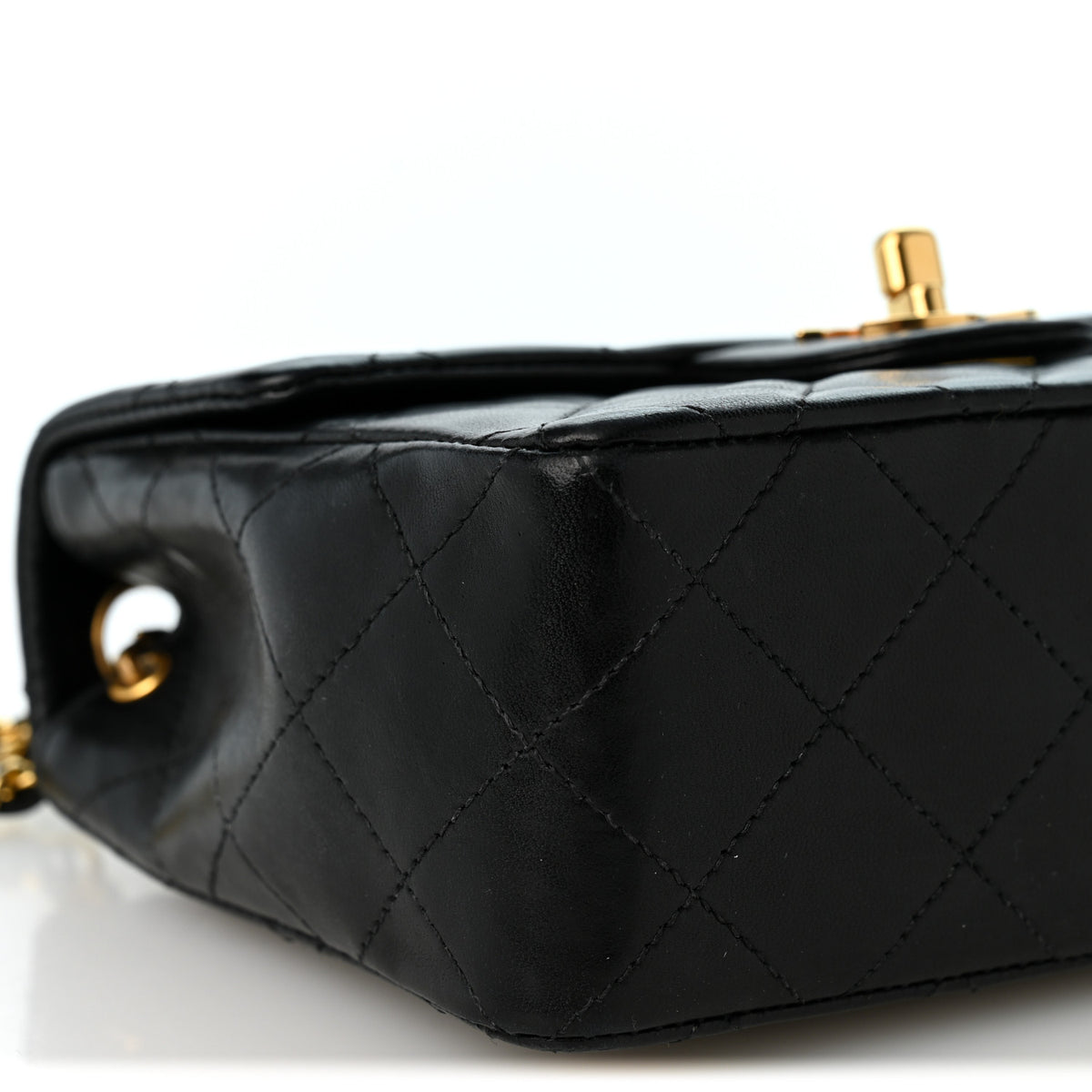Lambskin Quilted Mini Square Flap Bag Black