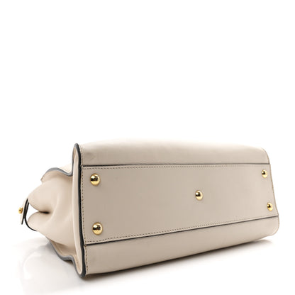 Fendi Vitello Seta Snakeskin Monster Eyes Medium Peekaboo Iconic Satchel  Amido Sand Black 8 of 57