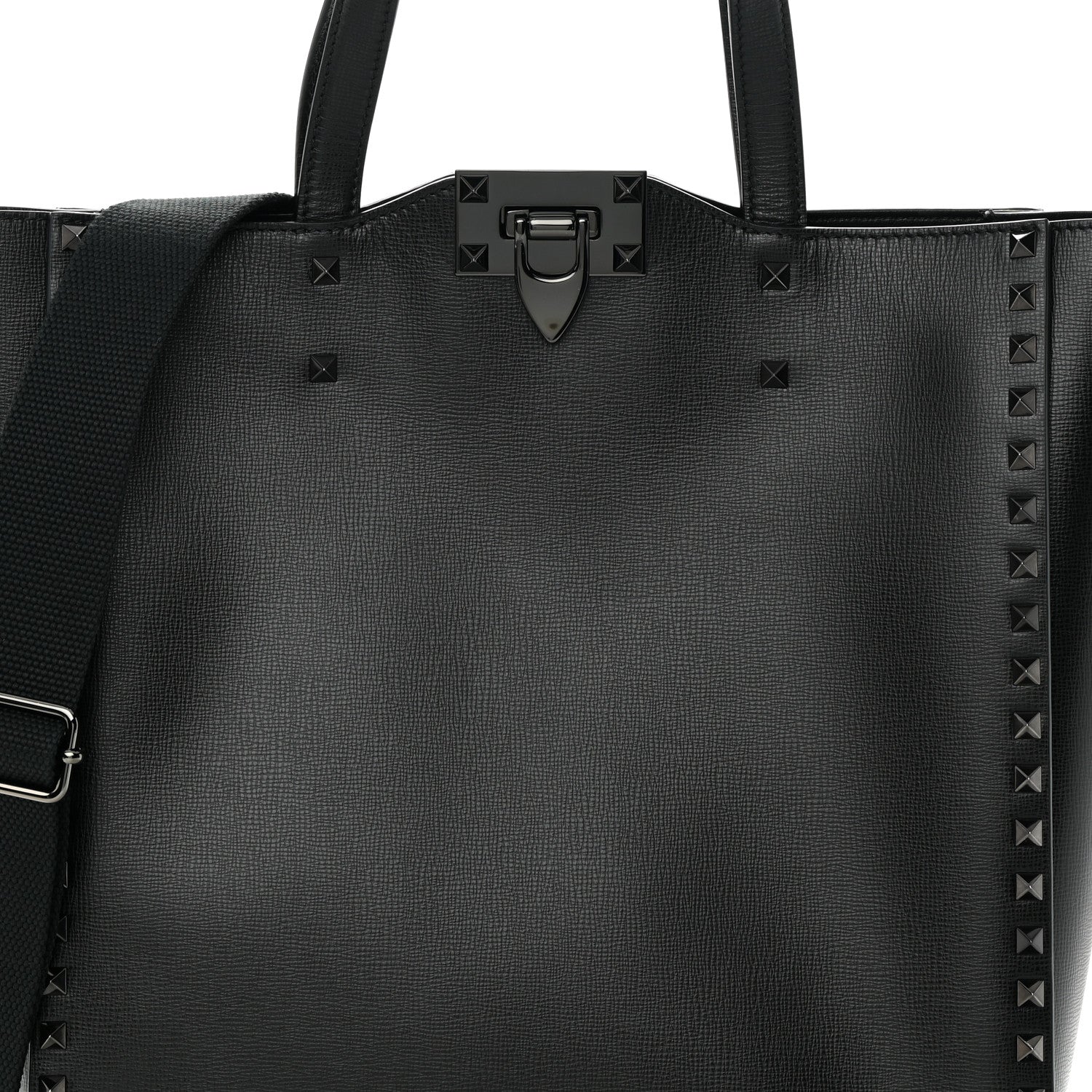 Valentino Garavani Grainy Calfskin Rockstud Alcove Tote Black 7 of 12