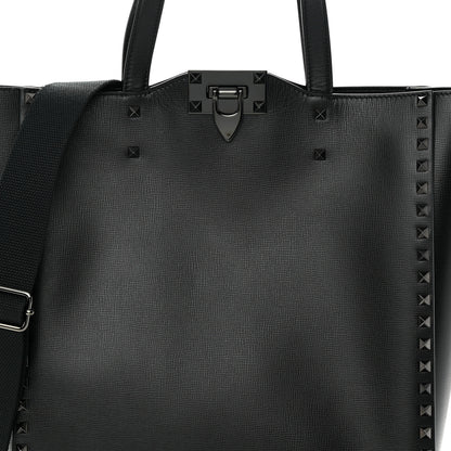Valentino Garavani Grainy Calfskin Rockstud Alcove Tote Black 7 of 12