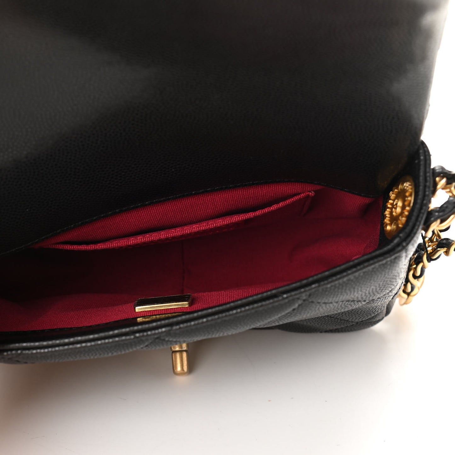 Caviar Quilted Mini Twist Your Buttons Flap Black