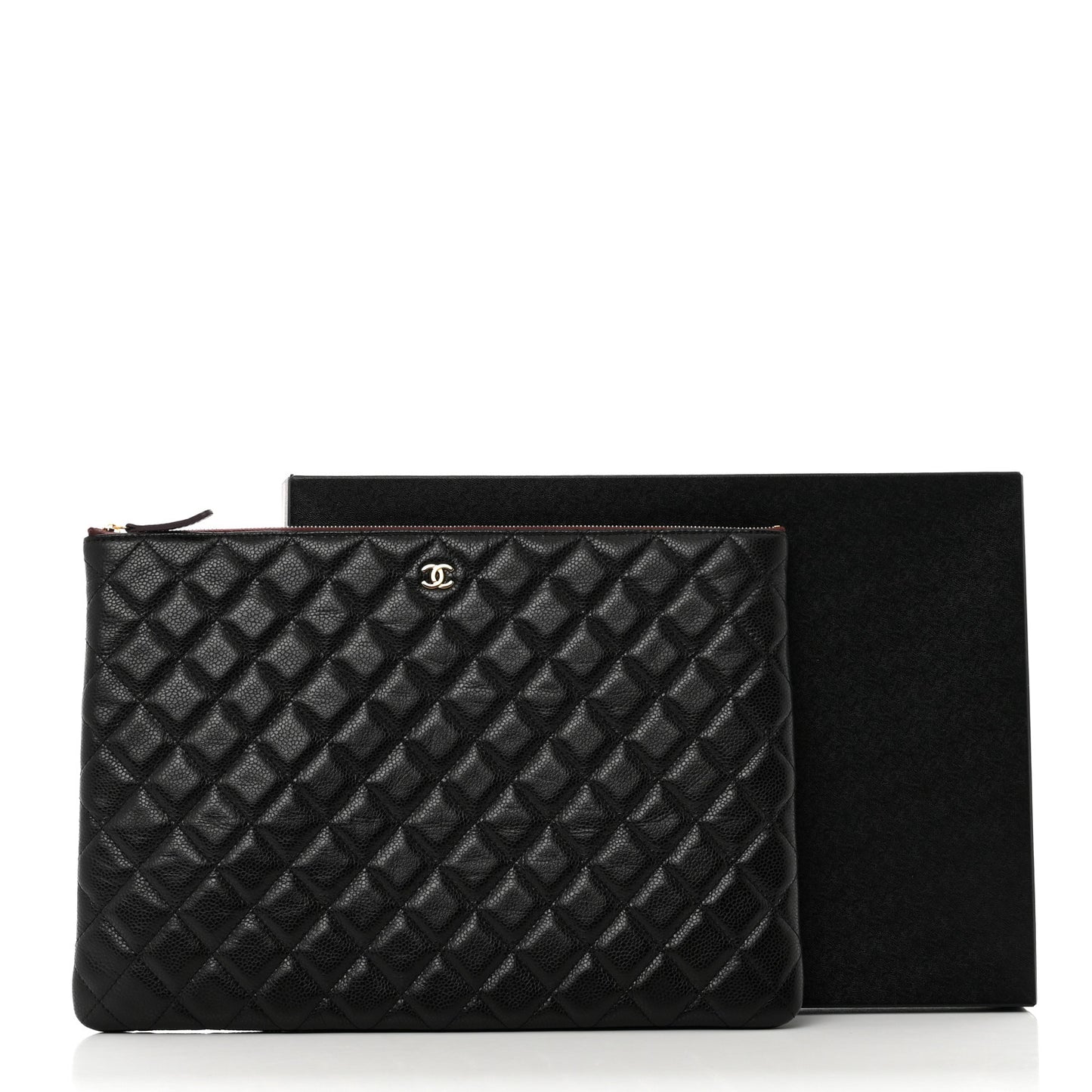 Caviar Quilted Large Cosmetic Case Black