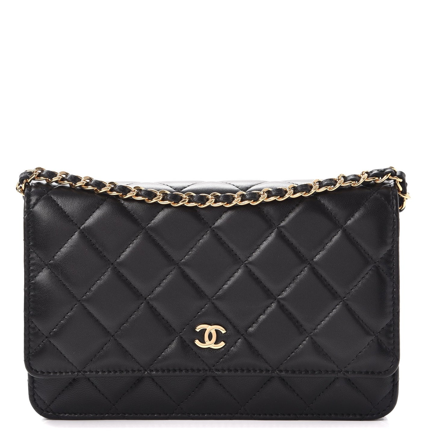 Lambskin Quilted Wallet On Chain WOC Black
