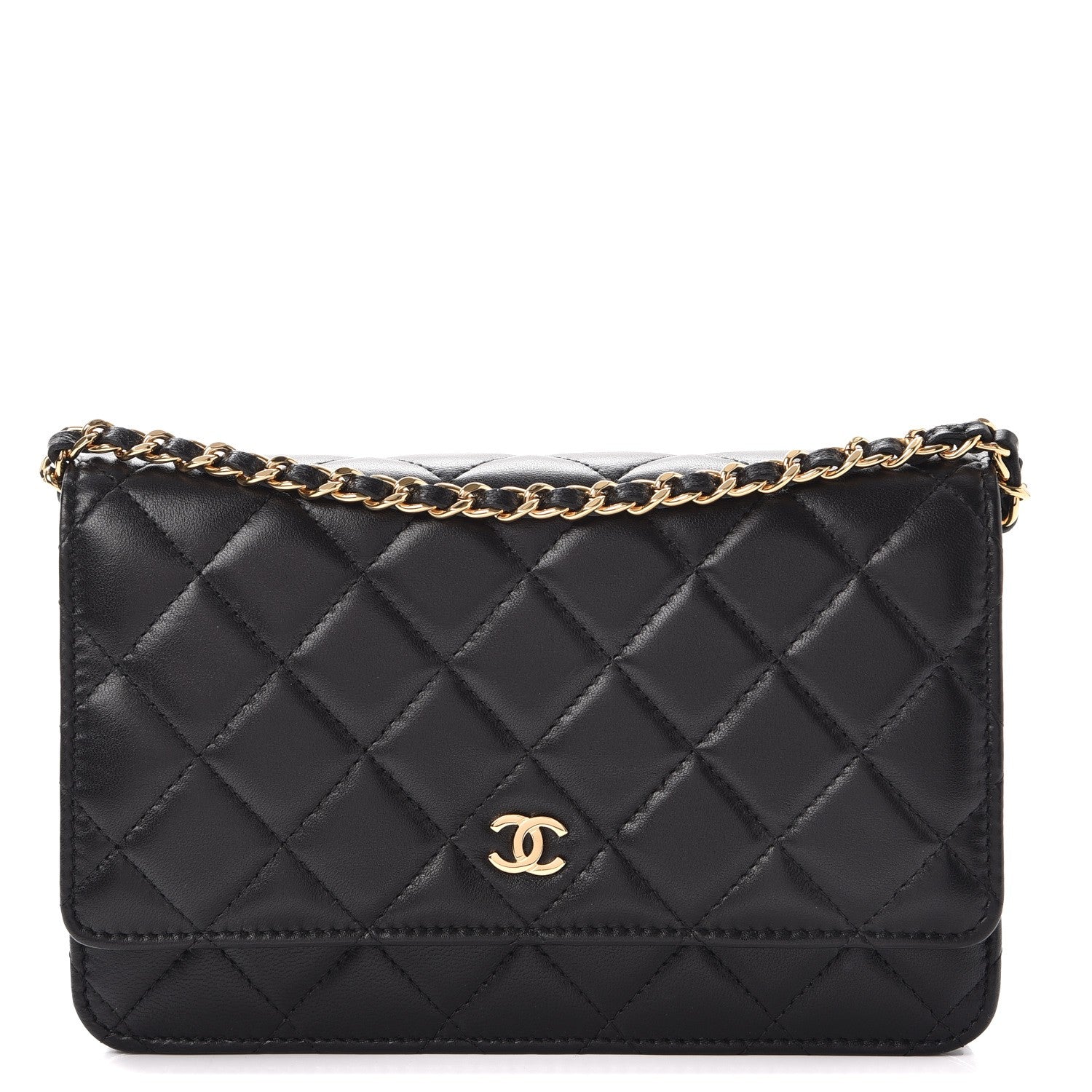 Chanel Lambskin Quilted Wallet On Chain WOC Black 1 of 9