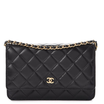 Chanel Lambskin Quilted Wallet On Chain WOC Black 1 of 9