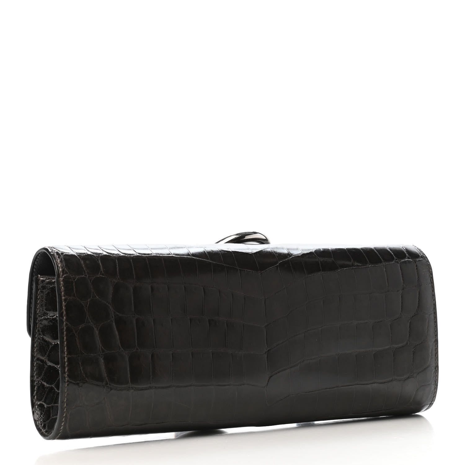 Hermes Shiny Niloticus Crocodile Egee Clutch Graphite 2 of 4