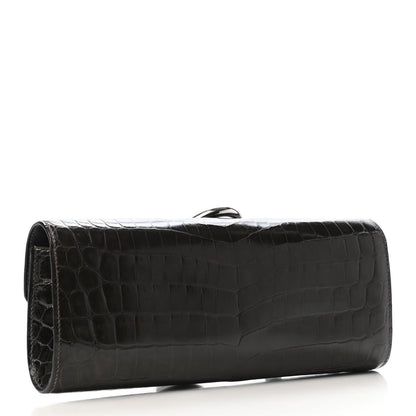 Hermes Shiny Niloticus Crocodile Egee Clutch Graphite 2 of 4