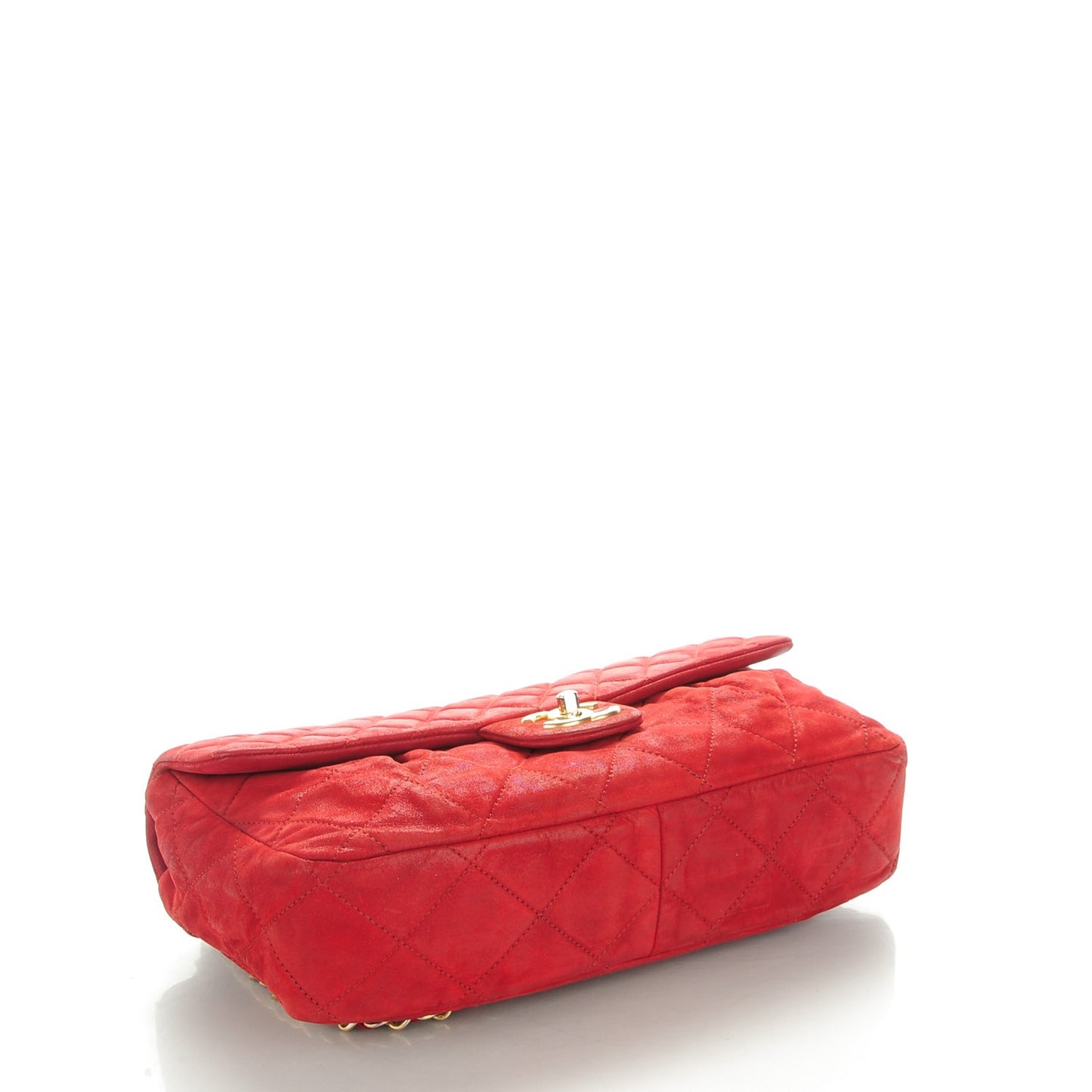 Iridescent Calfskin Quilted Large Chic Quilt Flap Red