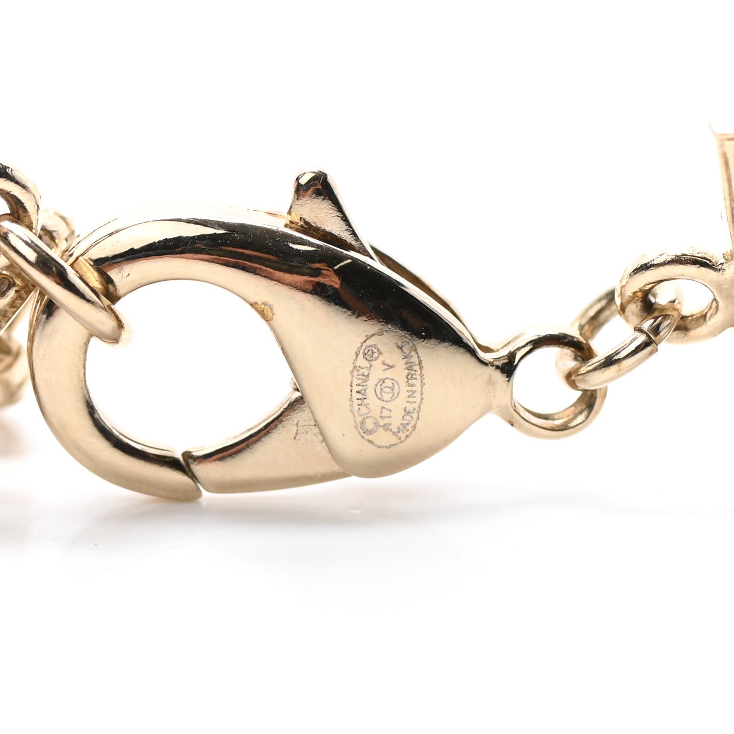 Chanel Baguette Crystal Pearl CC Double Strand Necklace Gold 5 of 5
