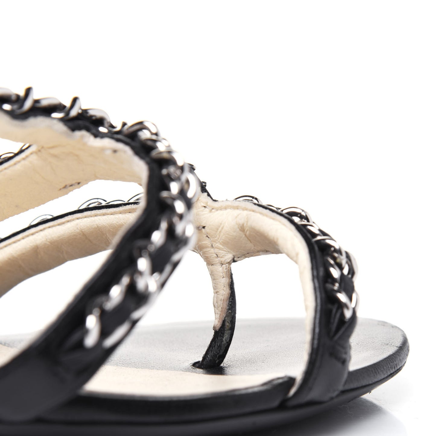 Lambskin CC Chain Sandals 36 Black