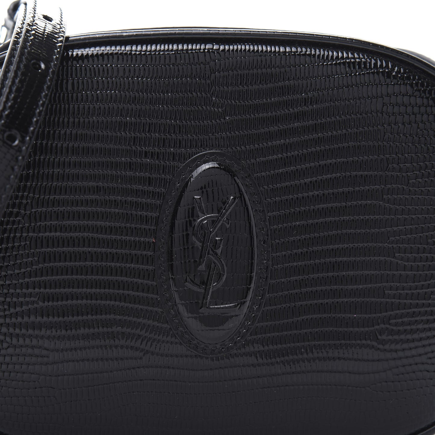 Calfskin Lizard Embossed Le 61 Camera Bag Black
