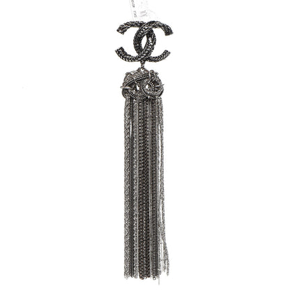 Chanel Ruthenium Crystal Chain Fringe CC Brooch Silver 1 of 4