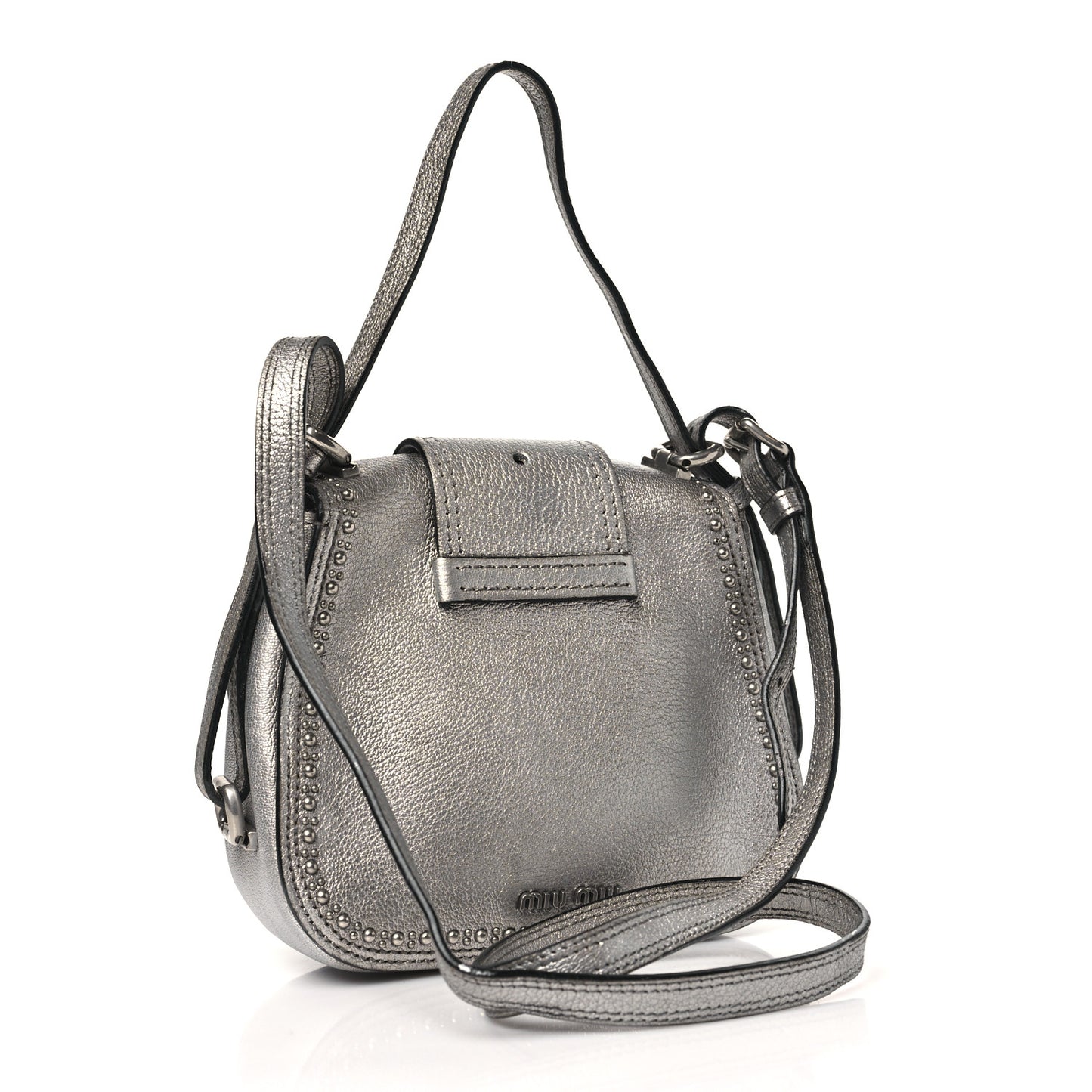 Goatskin Madras Soft Calfskin Crystal Embellished Dahlia Shoulder Bag Chrome