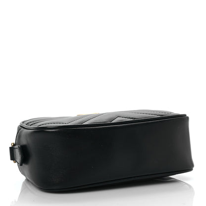 Gucci Calfskin Matelasse Mini GG Marmont Chain Shoulder Bag Black 4 of 8