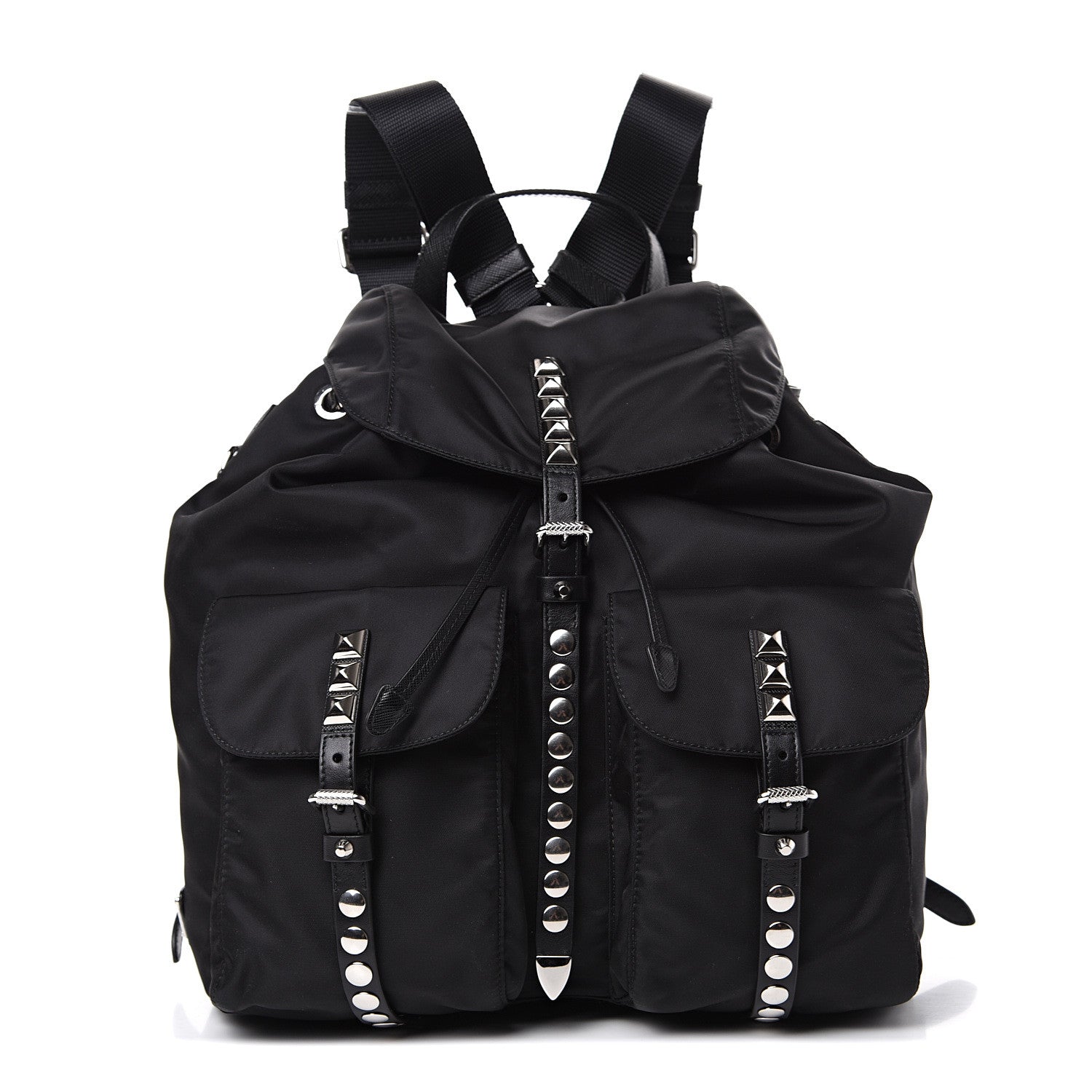Prada Nylon New Vela Studded Backpack Black 1 of 11