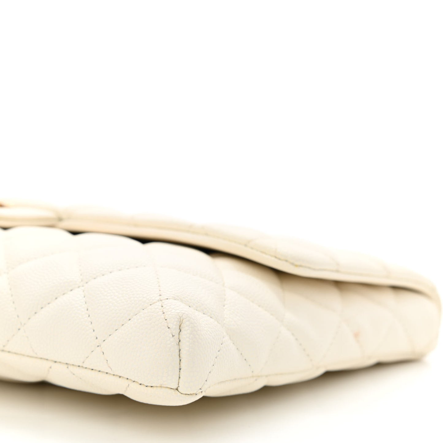 Caviar Quilted Flap Clutch White