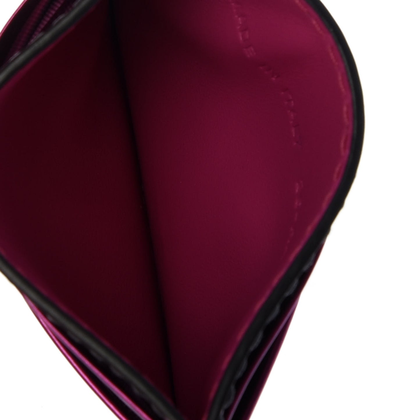Metallic Calfskin D-Fence Card Holder Fuchsia
