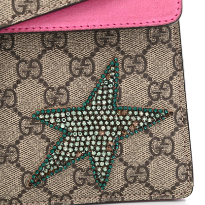 Gucci GG Supreme Monogram Suede Pierced Heart Embroidered Medium Dionysus Shoulder Bag Beige Ebony Pink Tropical Flower 14 of 16