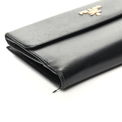 Prada Saffiano Metal Continental Flap Wallet Black 7 of 10