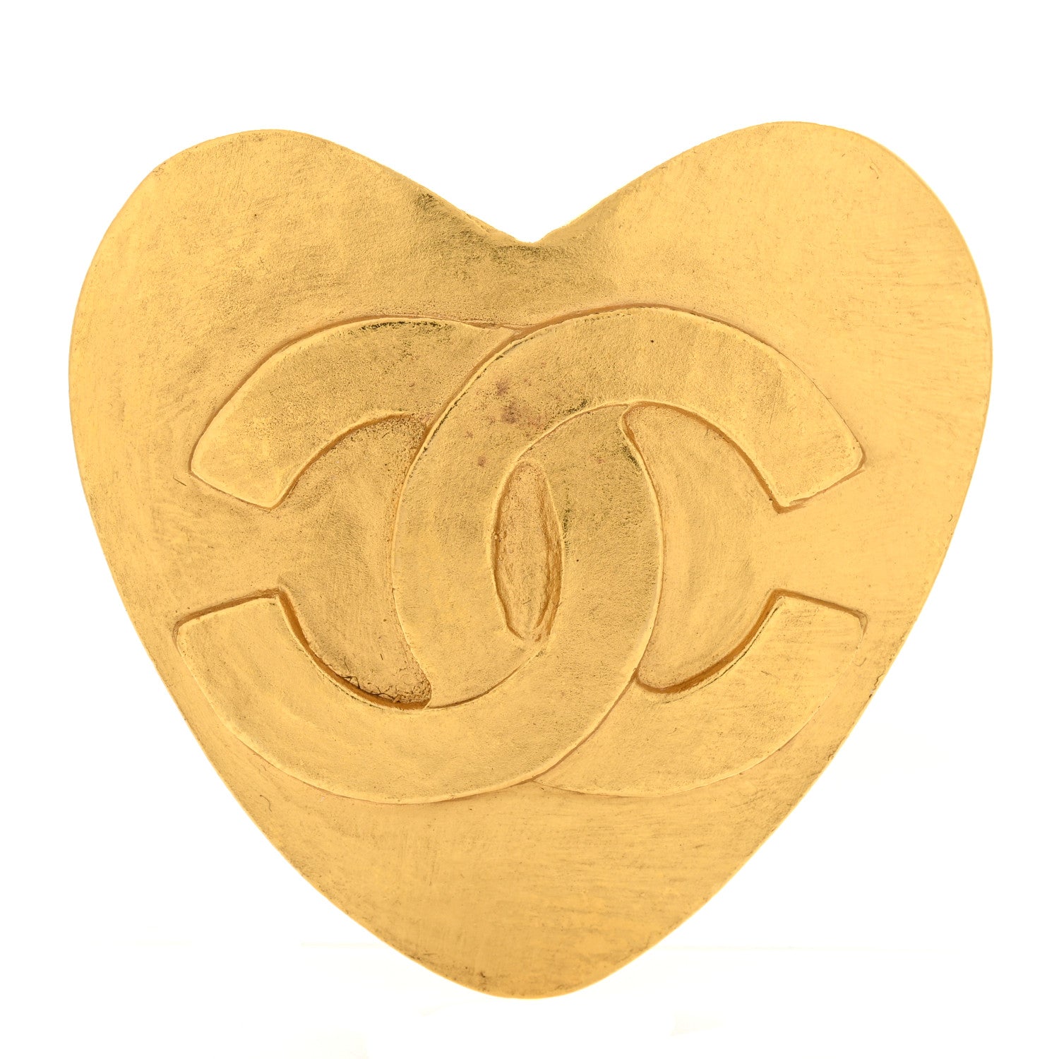 Chanel Metal CC Heart Shaped Brooch Gold 1 of 3