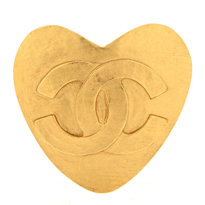 Chanel Metal CC Heart Shaped Brooch Gold 1 of 3