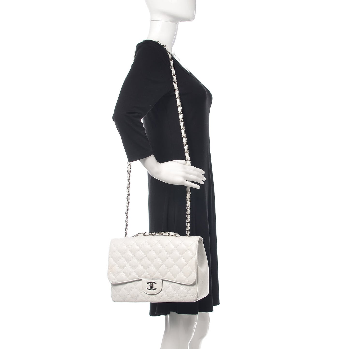 Caviar Quilted Jumbo Single Flap White