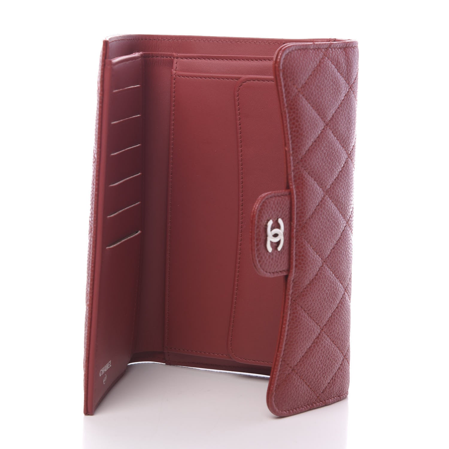 Chanel Caviar Quilted Long Flap Wallet Dark Red 5 of 9
