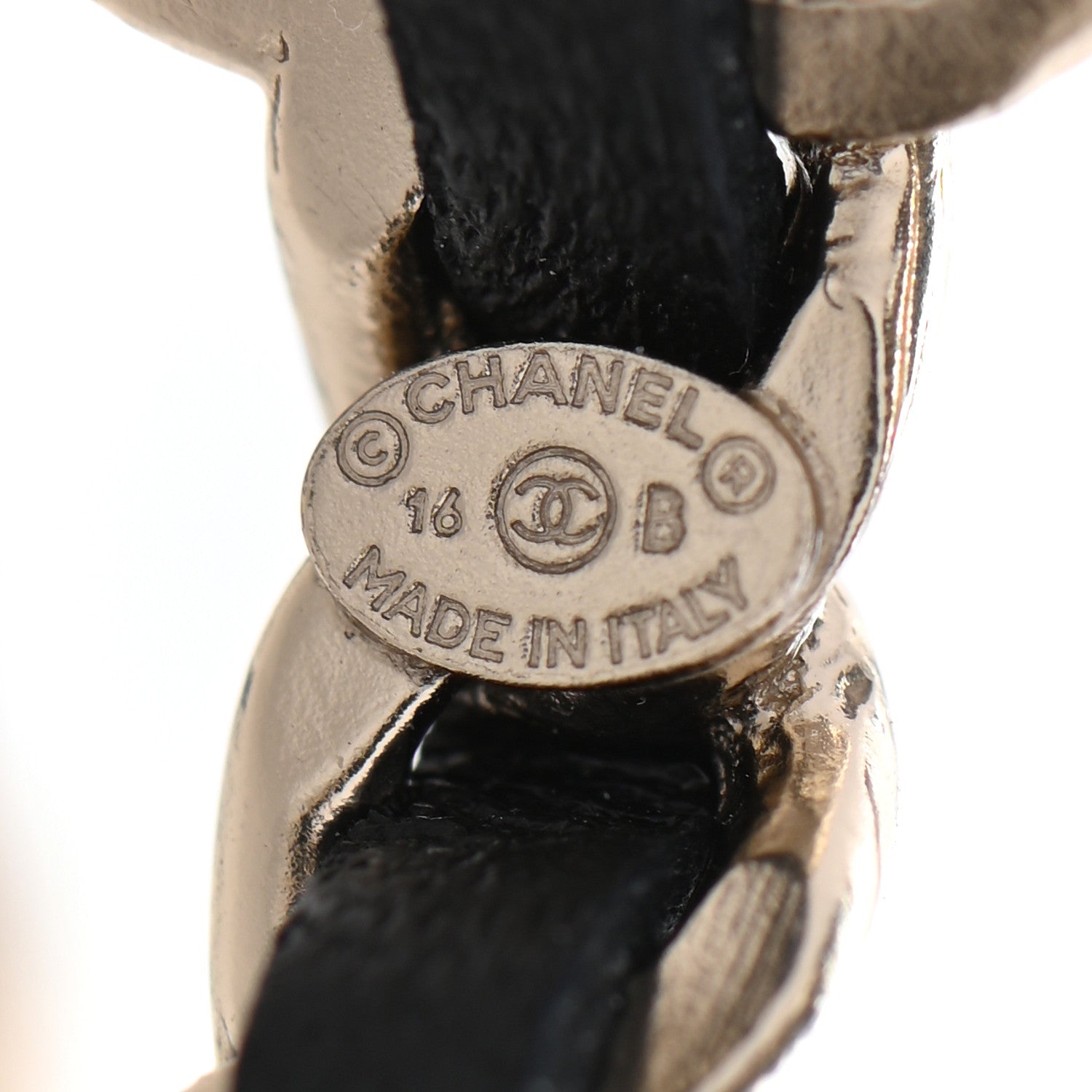 Chanel Lambskin CC Chain Hoop Earrings Matte Gold Black 4 of 4
