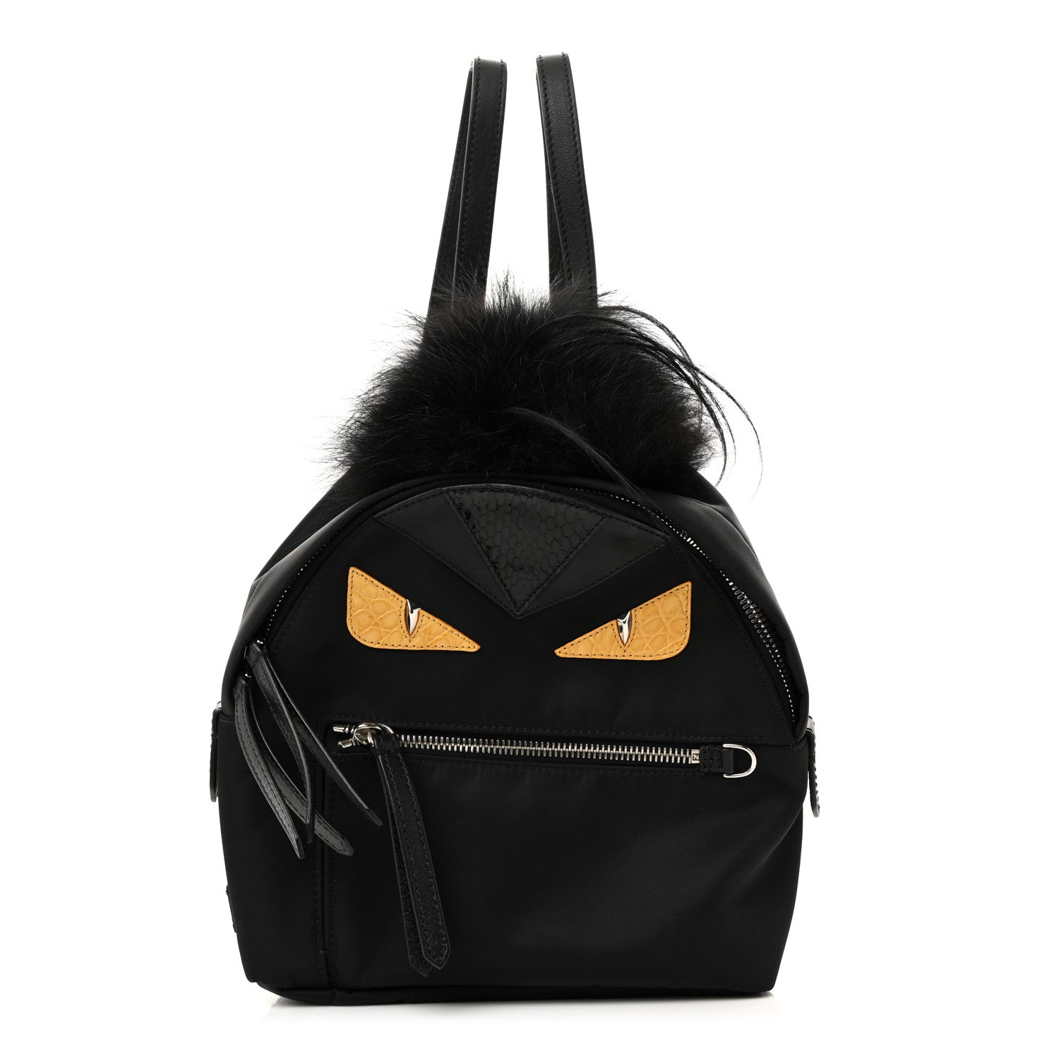Fendi Nylon Vitello Dolce Goat Fox Fur Crocodile Monster Eyes Mini