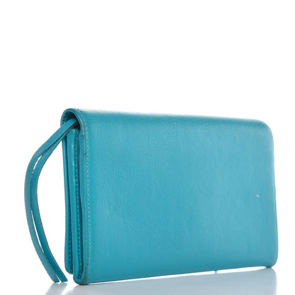 Balenciaga Supple Calfskin Papier Platre Money Wallet Bleu Caraibes 3 of 17