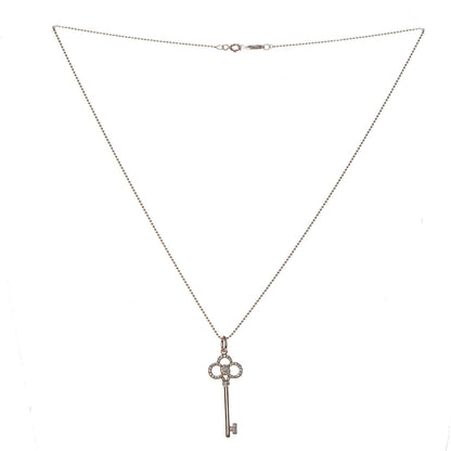 Tiffany 18K Rose Gold Diamond Crown Key Pendant Necklace 3 of 6