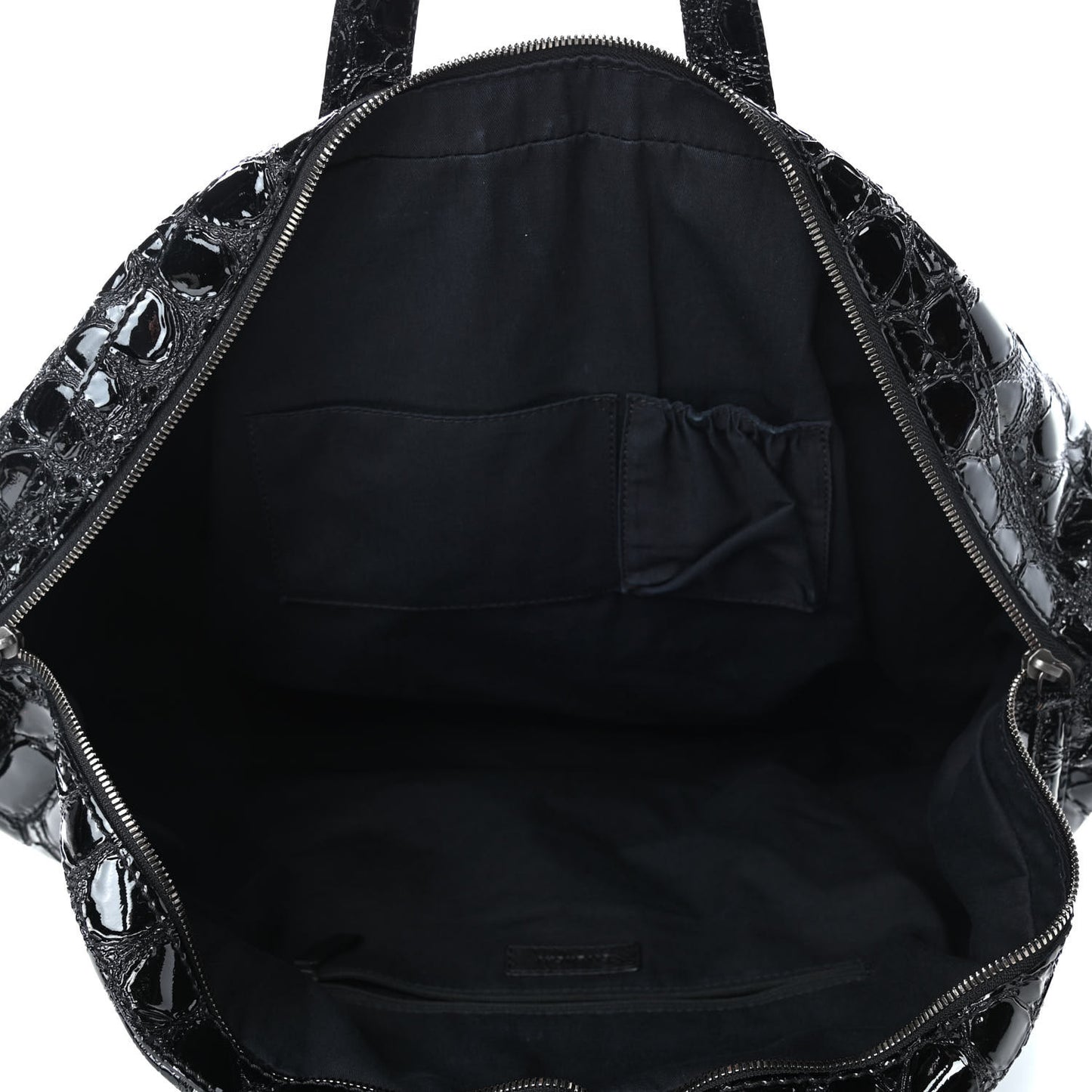 Patent Crocodile Embossed Large Nightingale Black