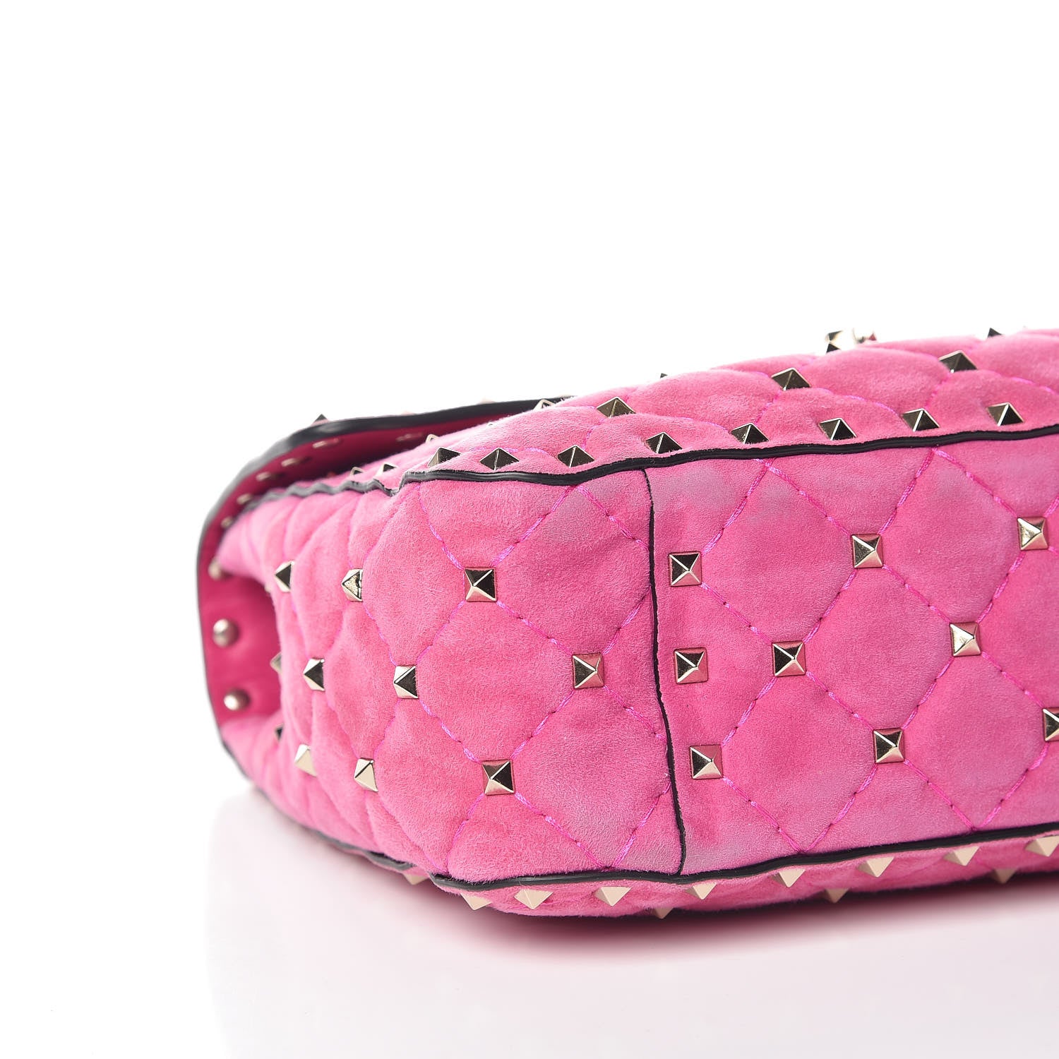Valentino Garavani Suede Medium Rockstud Spike Shoulder Bag Bright Fuxia 7 of 12