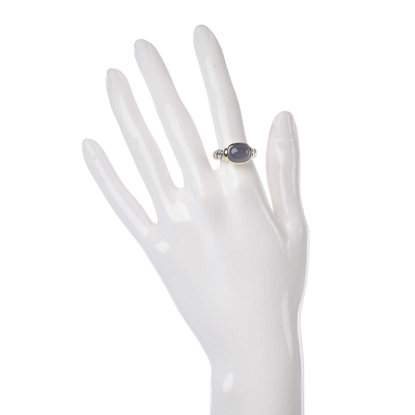 Sterling Silver 14K Yellow Gold Chalcedony 10mm Noblesse Ring 53 6.5