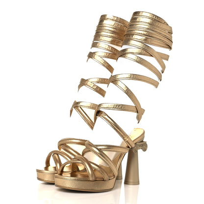 Chanel Laminated Lambskin Gladiator Sandals 36 Gold 3 of 8