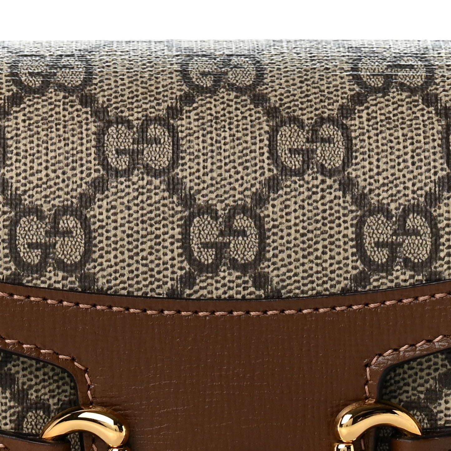 GG Supreme Monogram Mini Horsebit 1955 Shoulder Bag Beige Brown Sugar