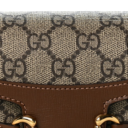 Gucci GG Supreme Monogram Mini Horsebit 1955 Shoulder Bag Beige Brown Sugar 8 of 12