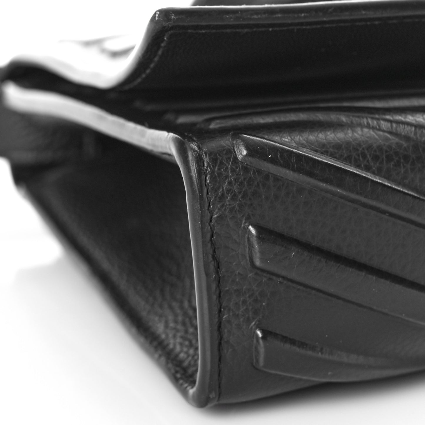 Grained Calfskin Car Flap Bag Black