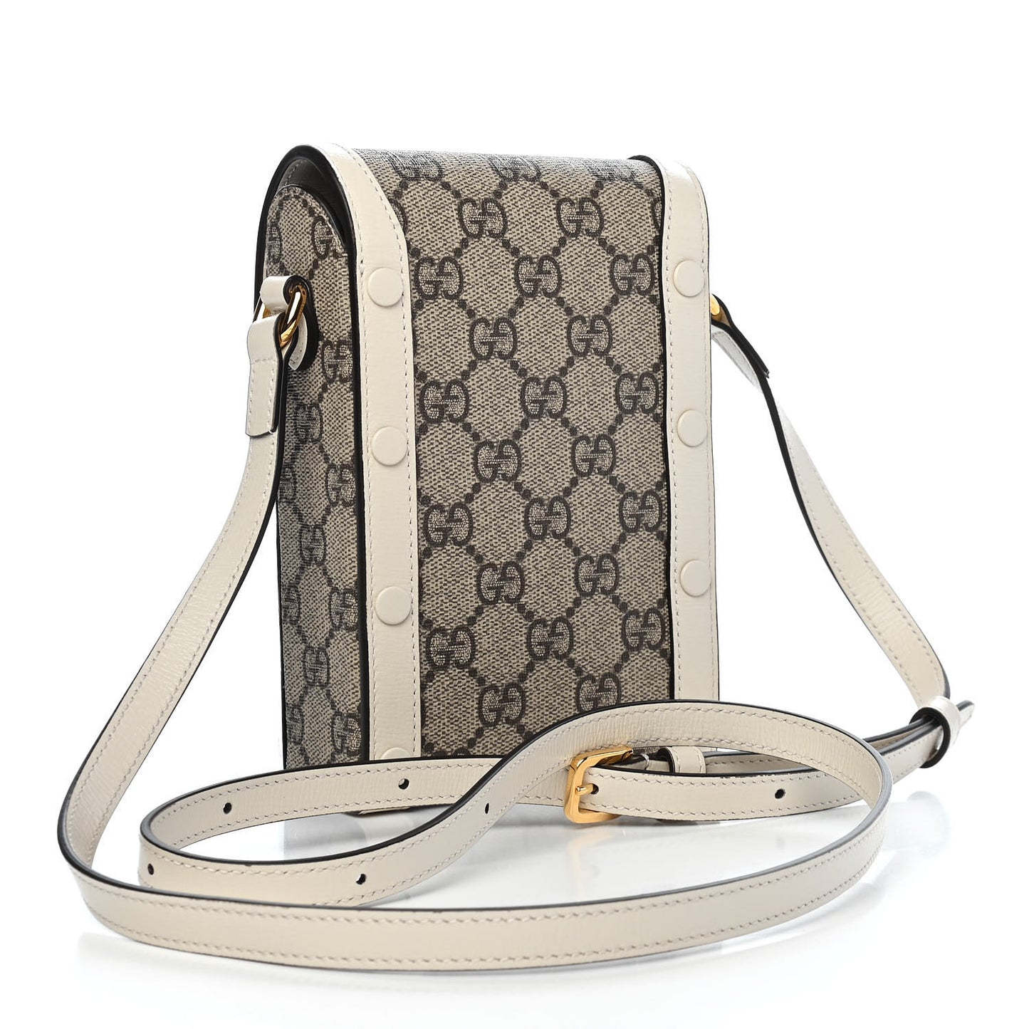 GG Supreme Monogram Azalea Calfskin Mini Horsebit 1955 Crossbody Bag Beige Ebony Mystic White