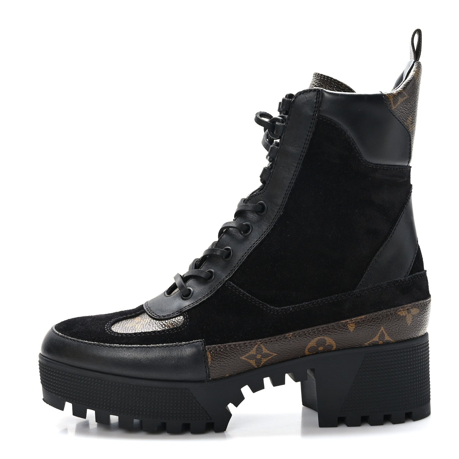 Louis Vuitton Suede Calfskin Monogram Laureate Platform Desert Boots 40 Black 1 of 8