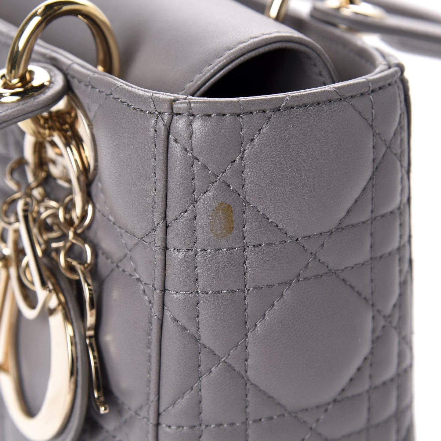 Lambskin Cannage Small Lucky Badges My Lady Dior Grey