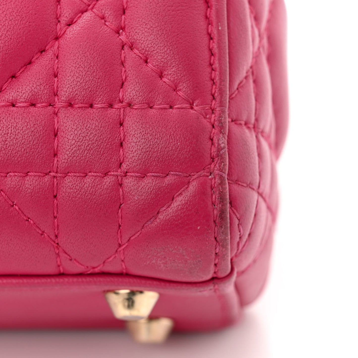 Lambskin Cannage Mini Lady Dior Fuchsia