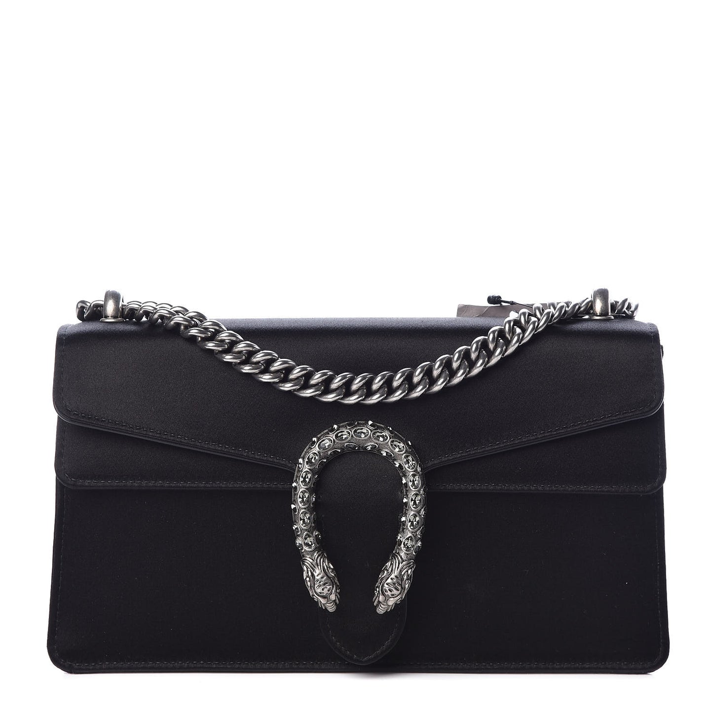 Satin Silk Crystal Small Dionysus Shoulder Bag Black Black Diamond