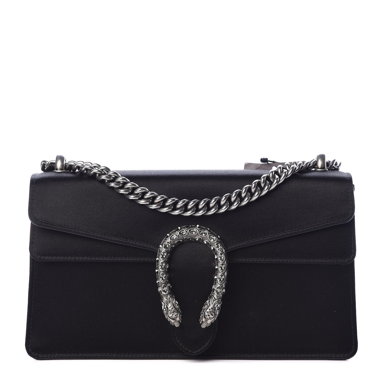 Gucci Satin Silk Crystal Small Dionysus Shoulder Bag Black Black Diamond 1 of 10