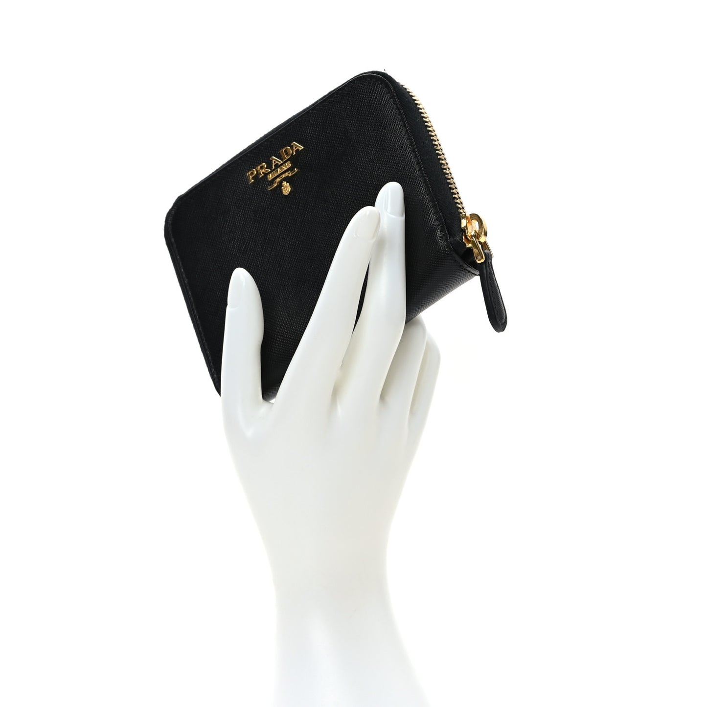 Saffiano Compact Zip Around Wallet Black