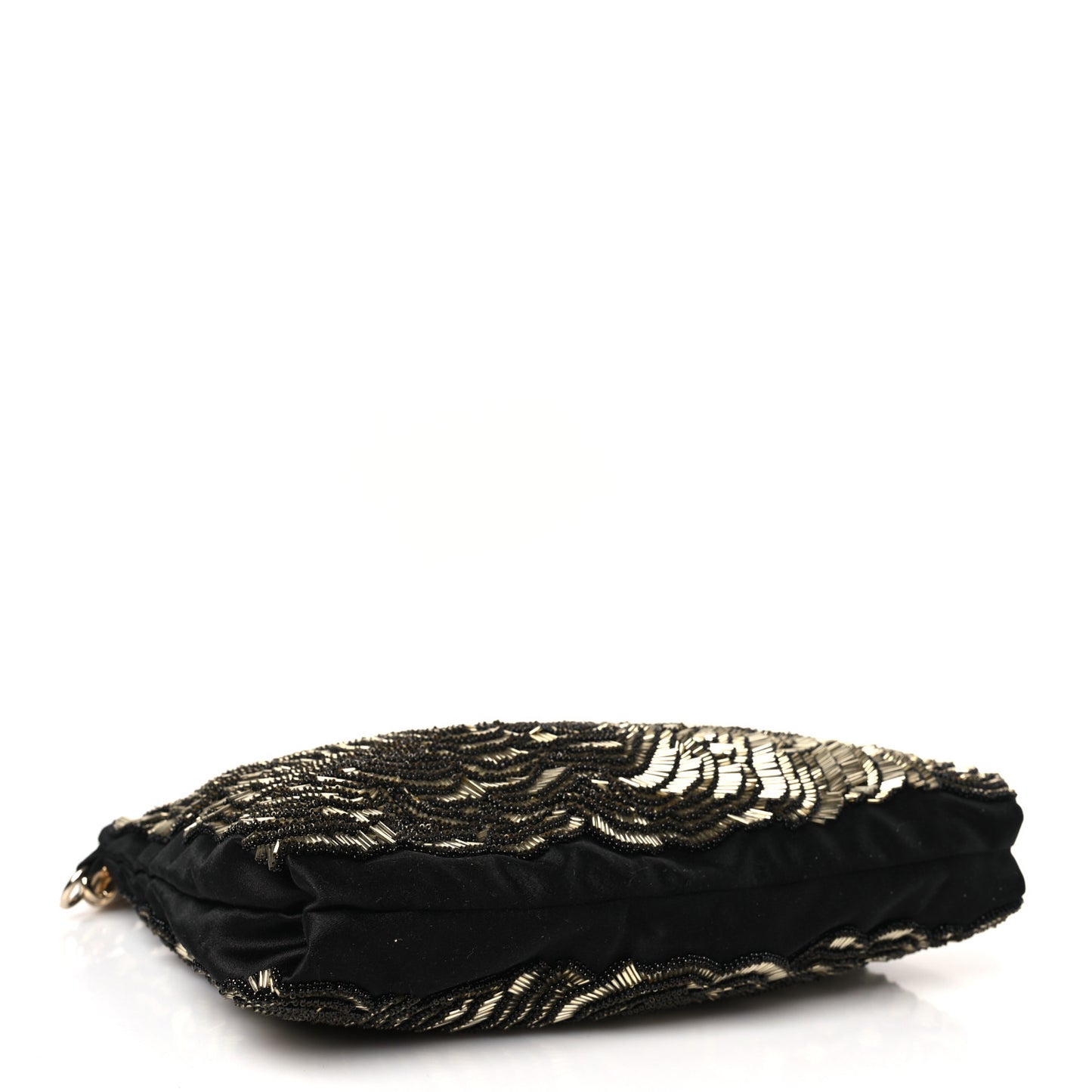 Silk Sequin Tassel Callie Shoulder Bag Black Gold