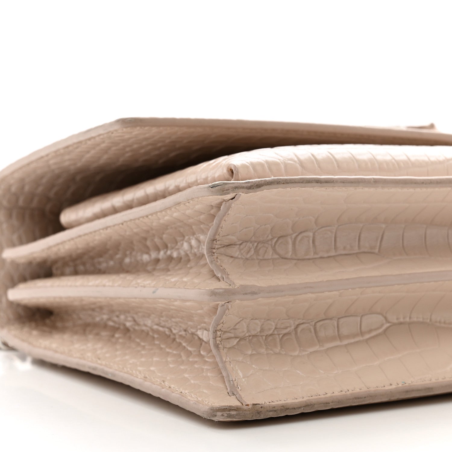 Saint Laurent Calfskin Crocodile Embossed Medium Monogram Sunset Rose Antic 9 of 11