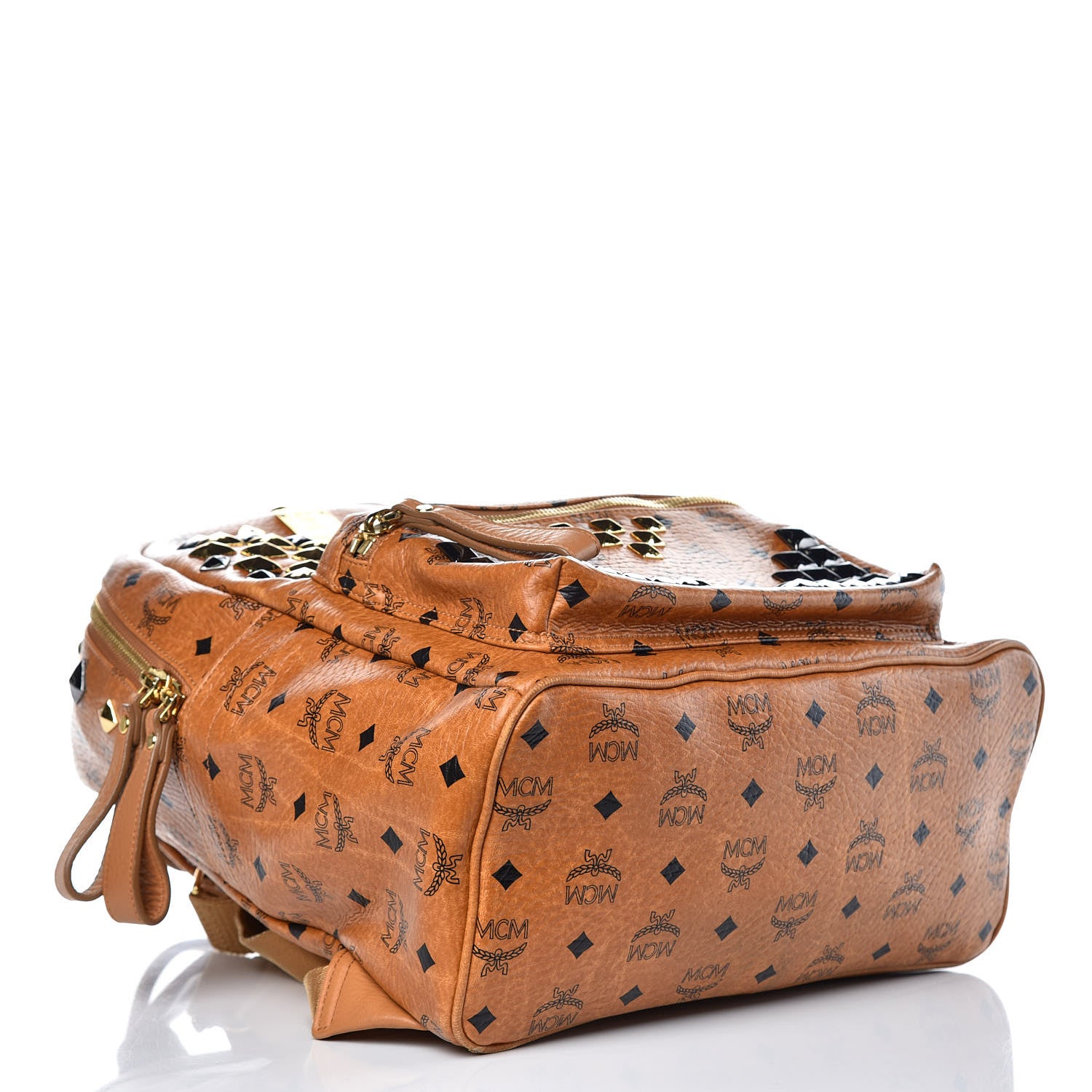 MCM Visetos Studded Medium Stark M Backpack Cognac 4 of 11