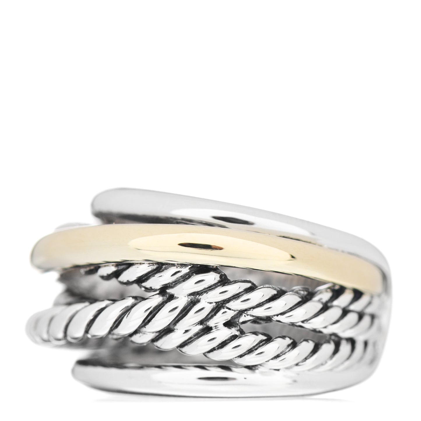 Sterling Silver 14K Yellow Gold Wide Crossover Ring 51 5.75