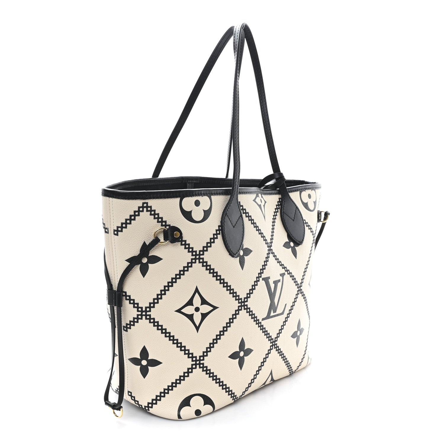Louis Vuitton Empreinte Monogram Giant Broderies Neverfull MM Cream Black 4 of 10